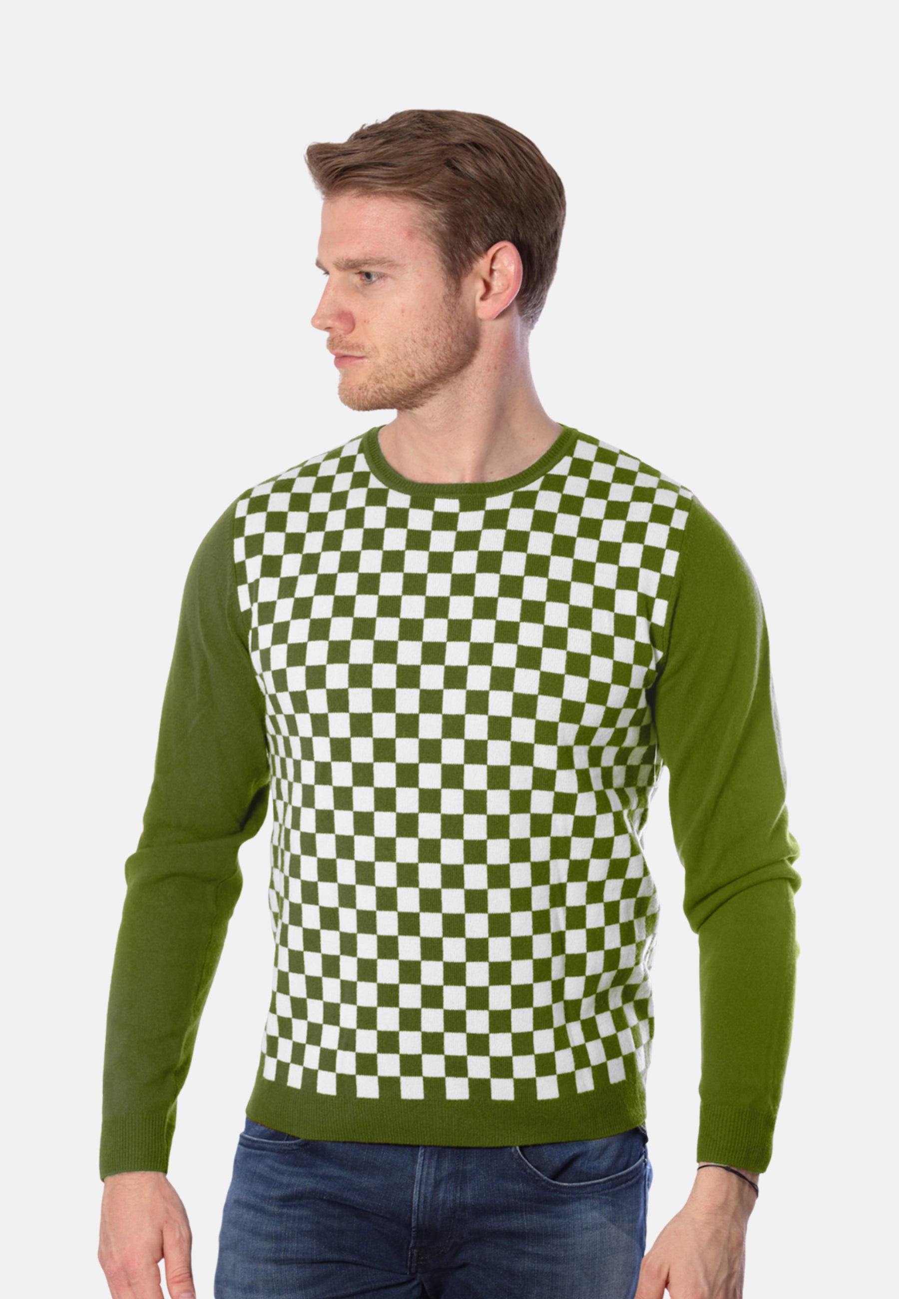 Checker Print Cashmere Merino Sweater