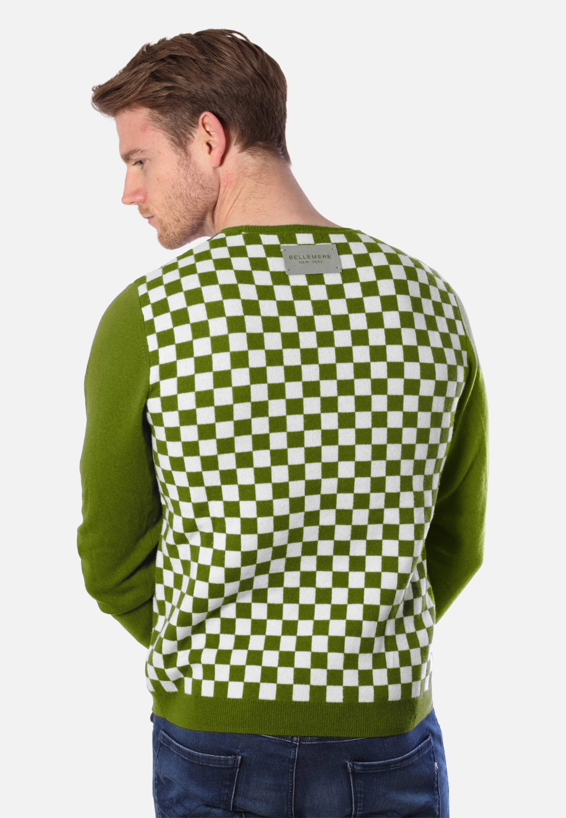 Checker Print Cashmere Merino Sweater
