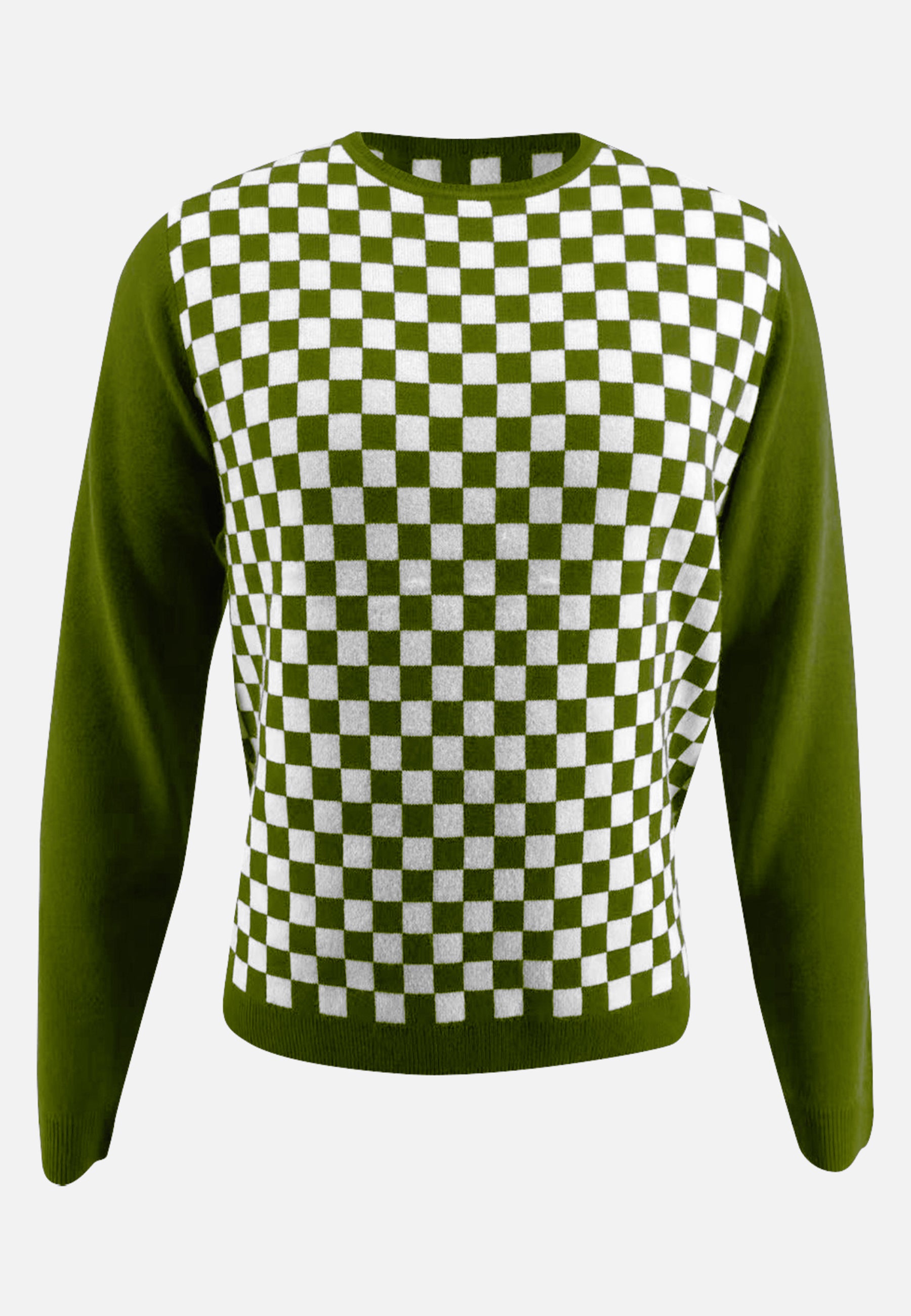 Checker Print Cashmere Merino Sweater