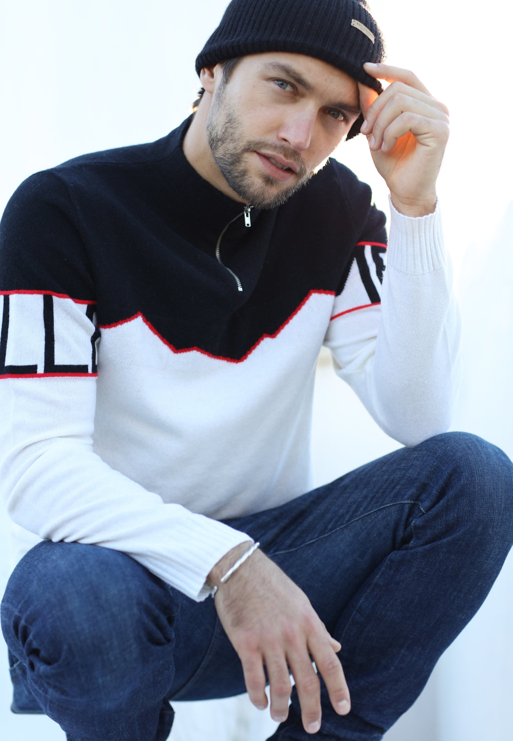 Half-Zipped Cashmere Blend Sweater