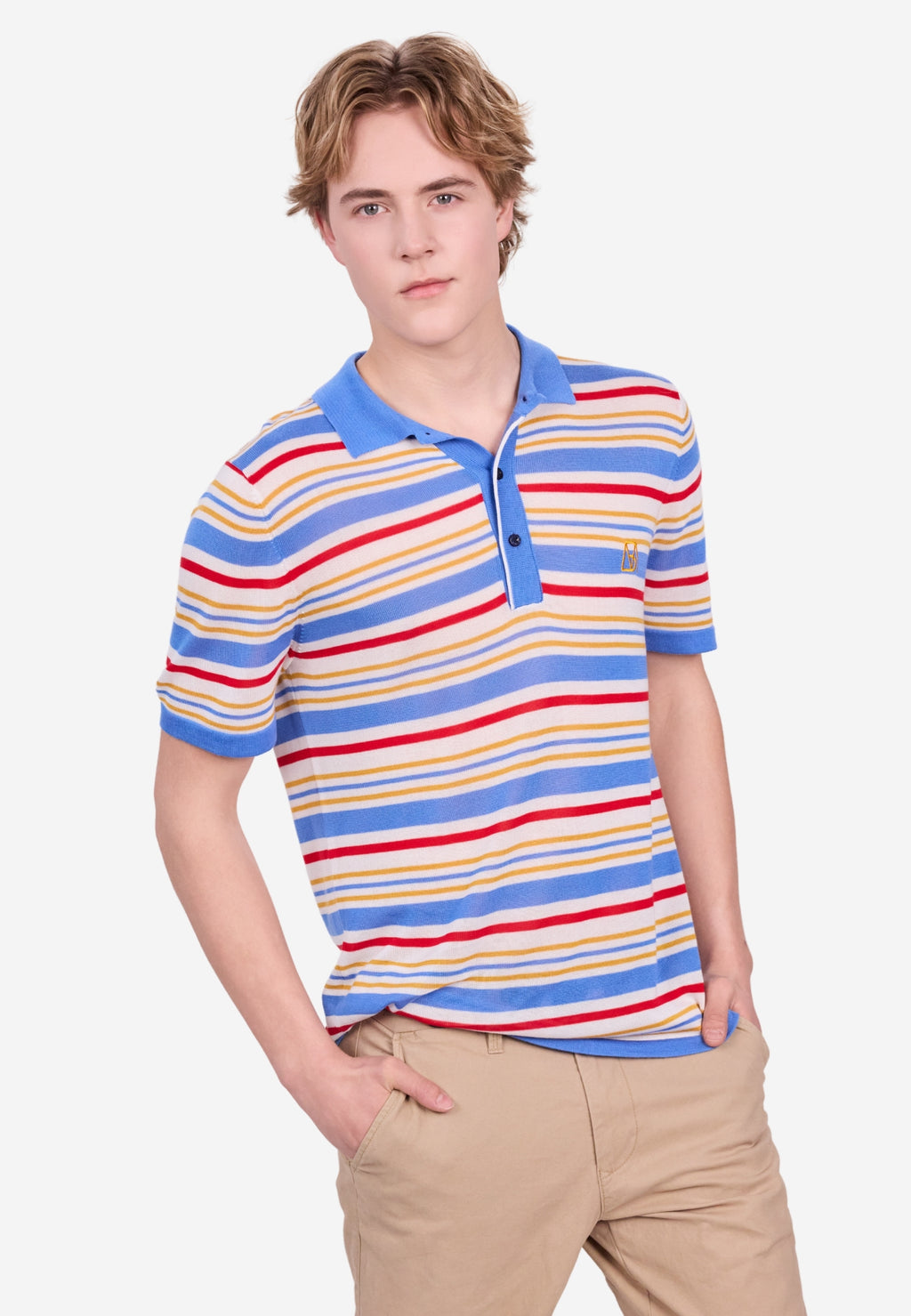 Polo en Tencel à rayures fantaisie multicolores
