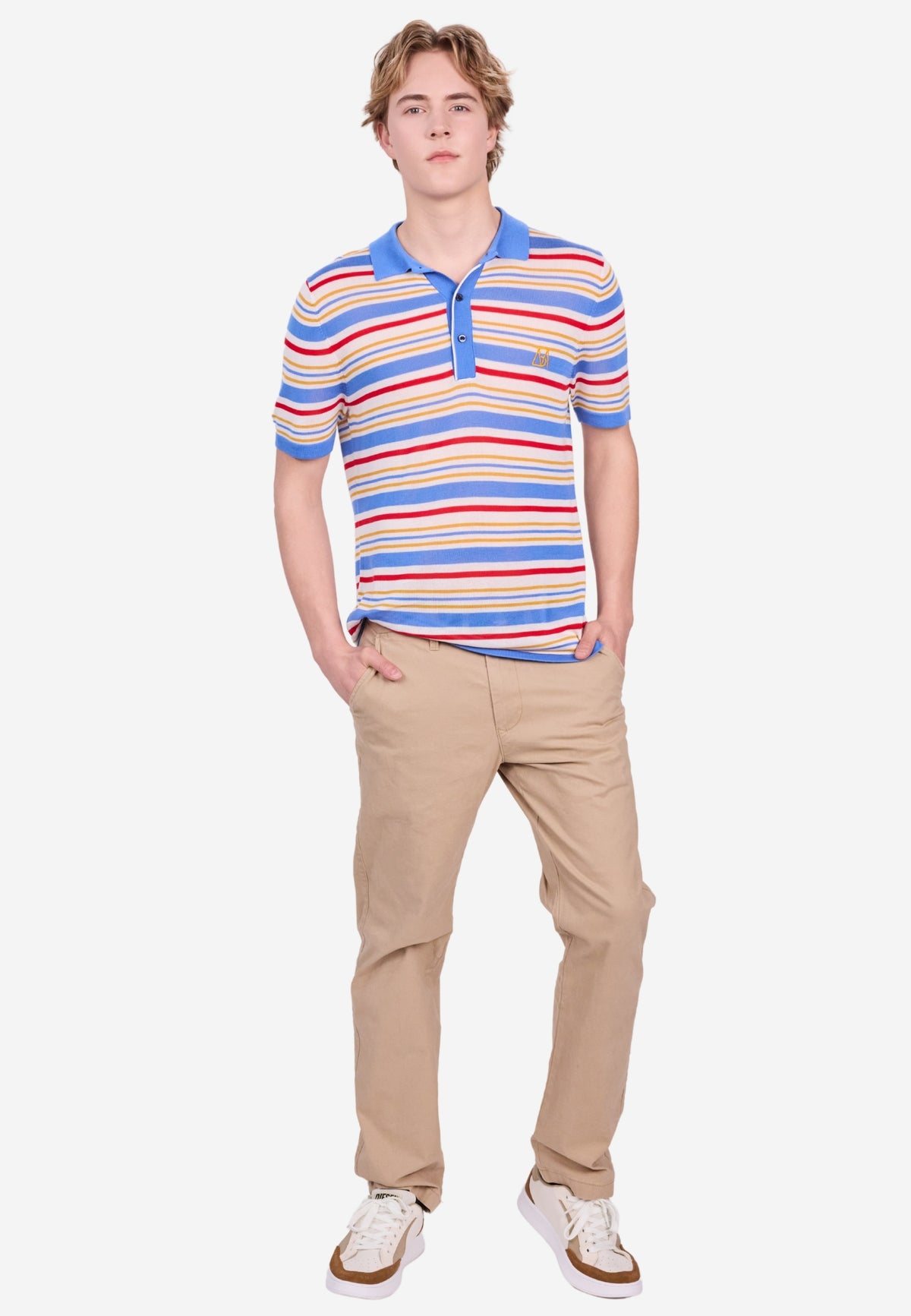Polo en Tencel à rayures fantaisie multicolores