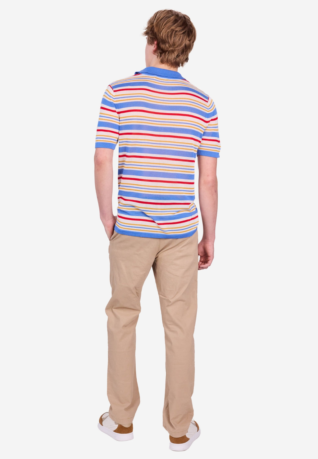 Polo en Tencel à rayures fantaisie multicolores