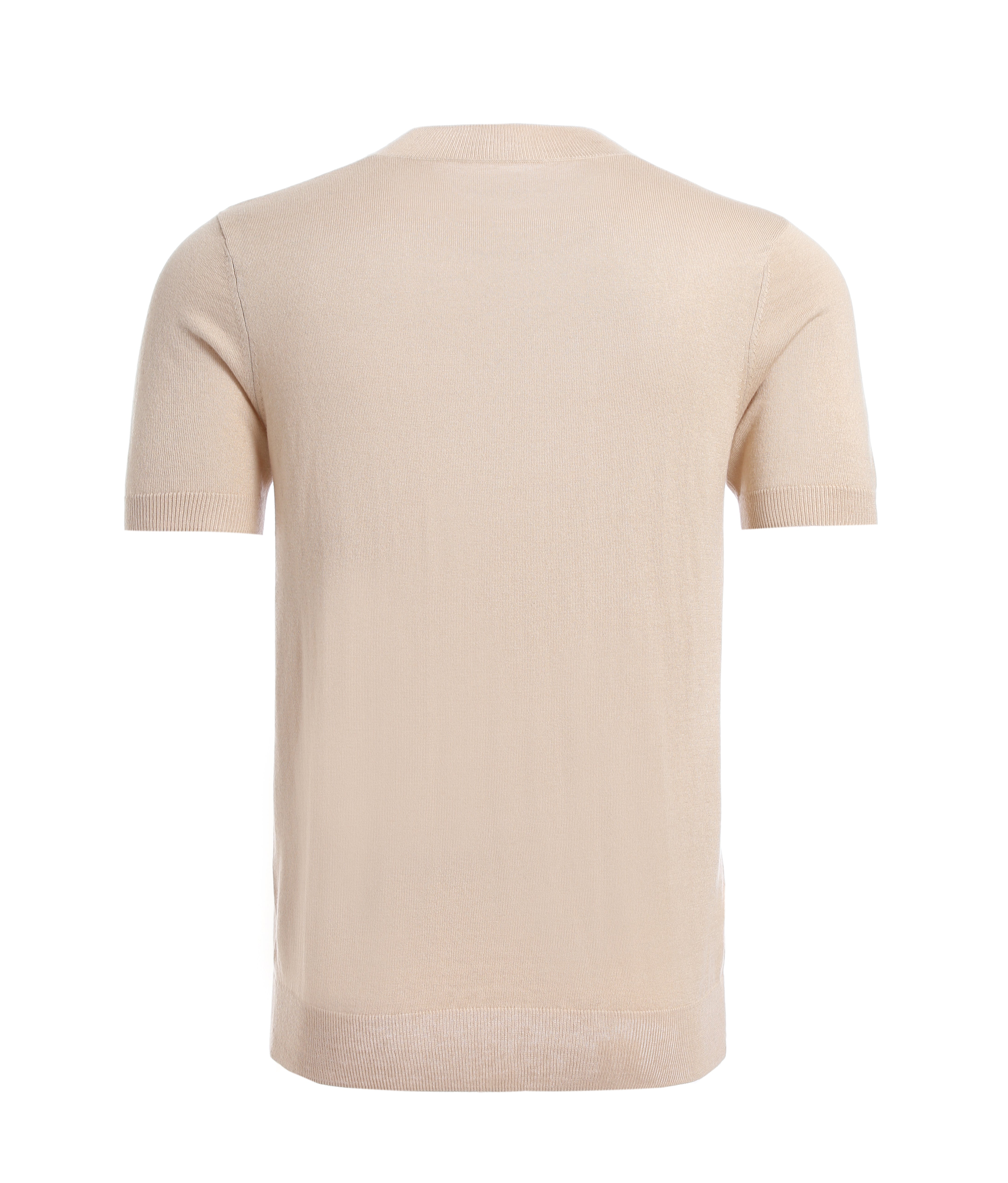 Silk Cashmere High Neck Short Sleeve Tee | Sand | Bellemere New York | 100% Cashmere Sustainable