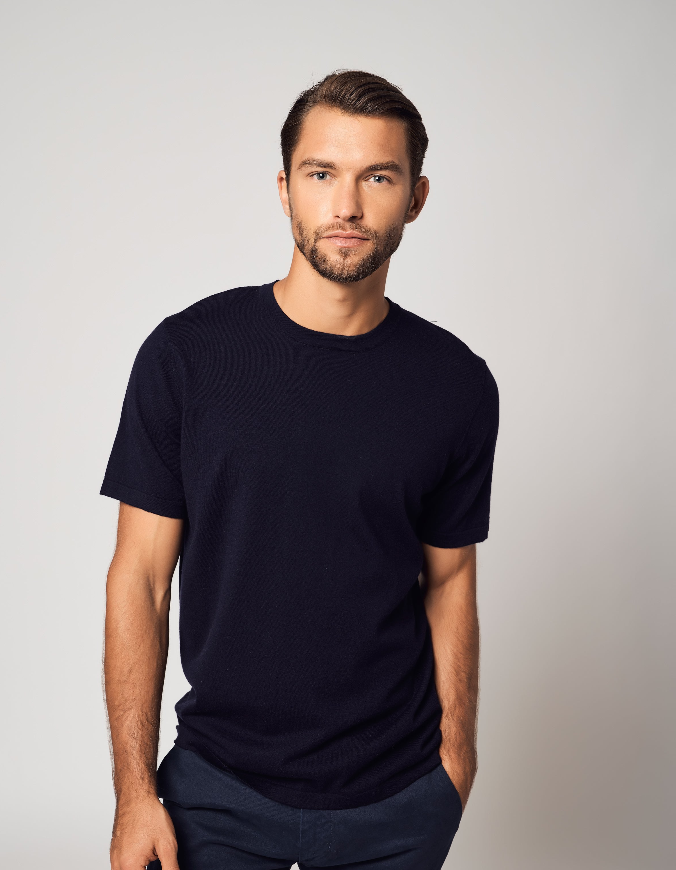 Classic Crew Neck Cotton Cashmere T-Shirt