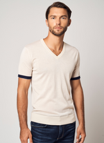 Lade das Bild in den Galerie-Viewer, Striped Short-Sleeve Cashmere T-shirt
