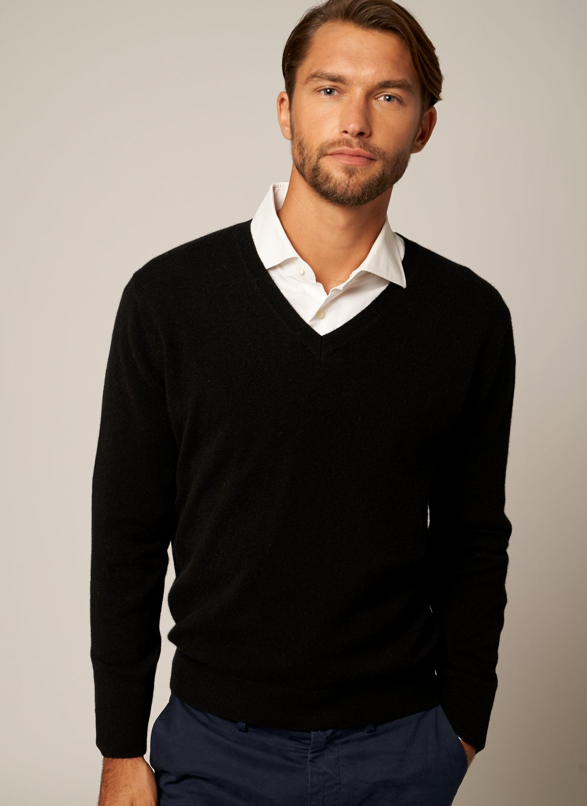 Solid V-Neck Merino Sweater