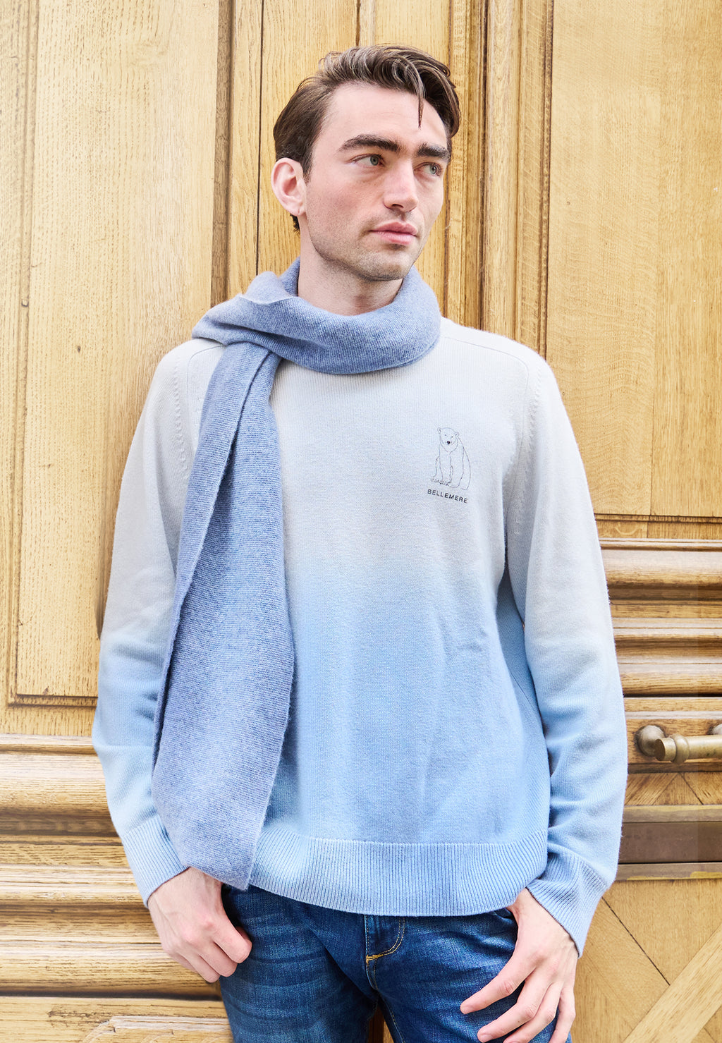 Pull en laine mérinos à dégradé polaire pour homme