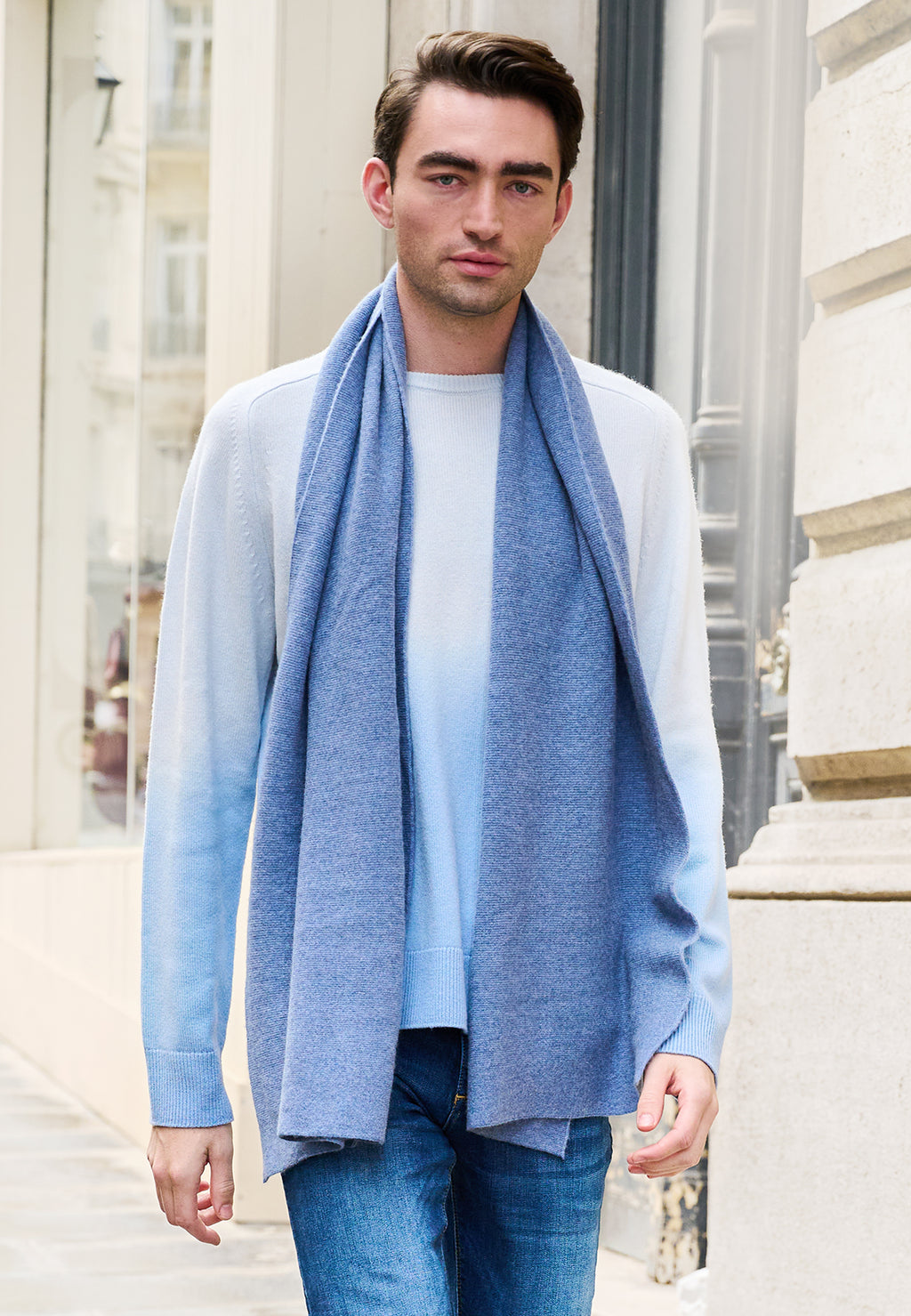 Pull en laine mérinos à dégradé polaire pour homme