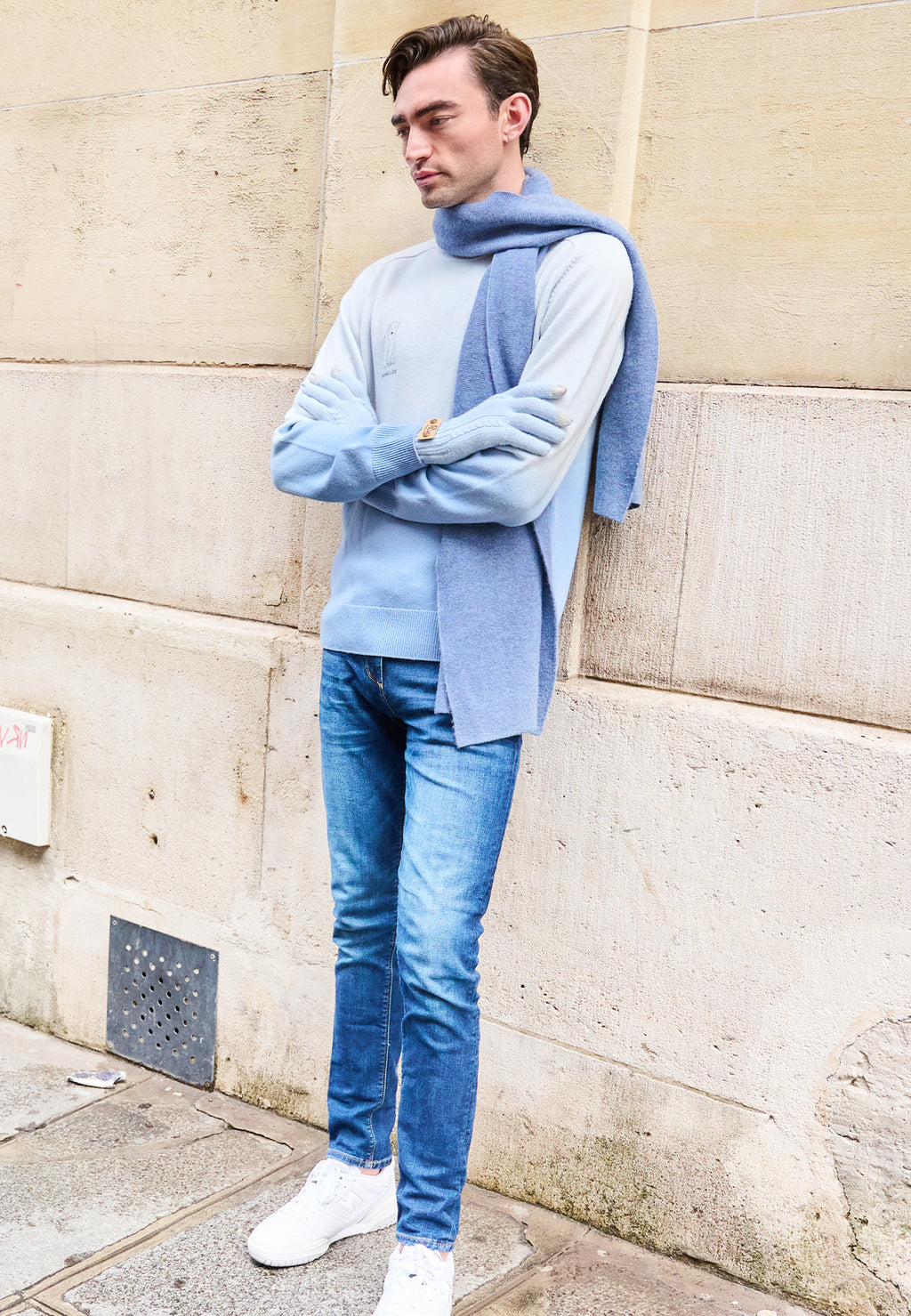 Pull en laine mérinos à dégradé polaire pour homme