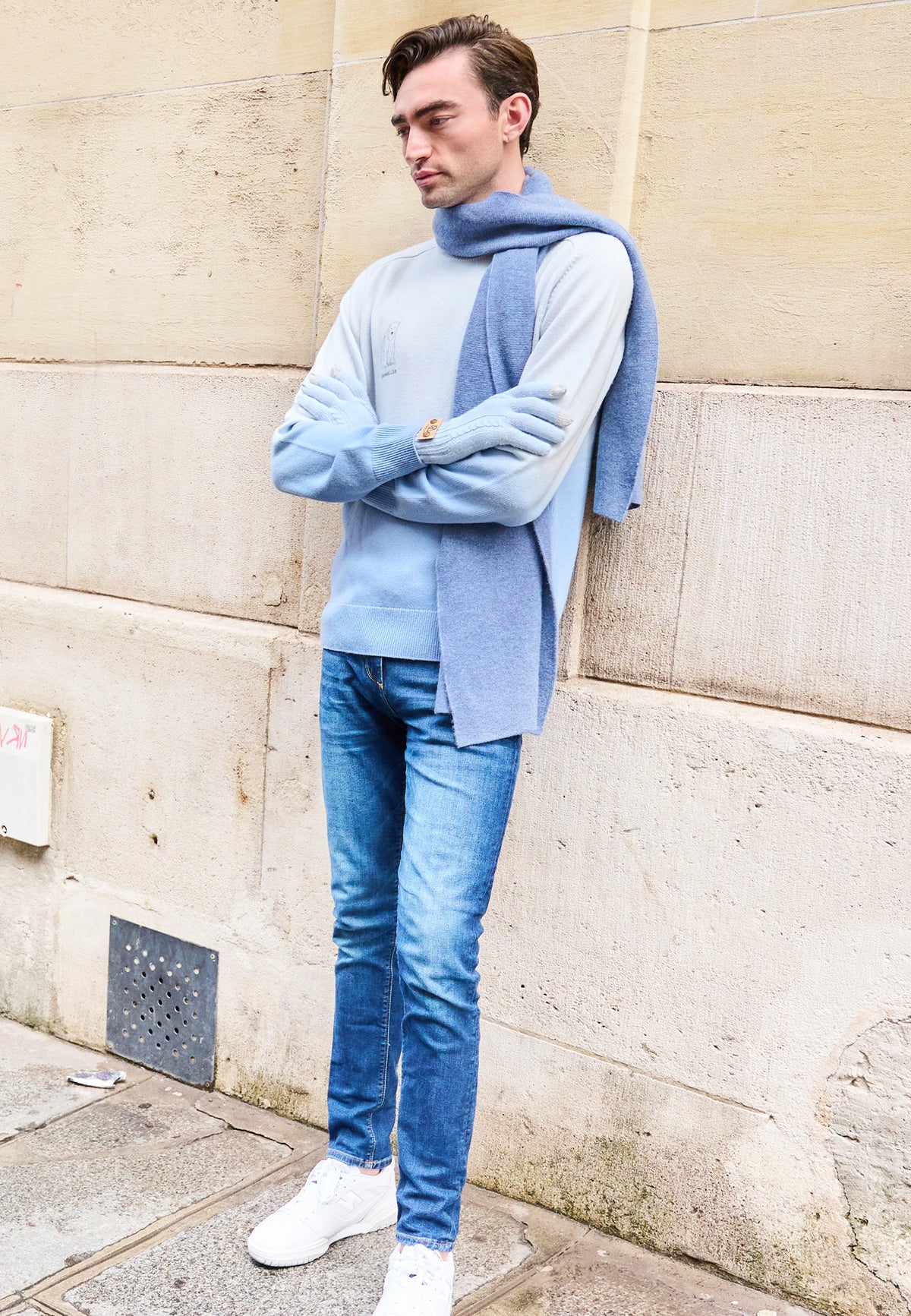Pull en laine mérinos à dégradé polaire pour homme