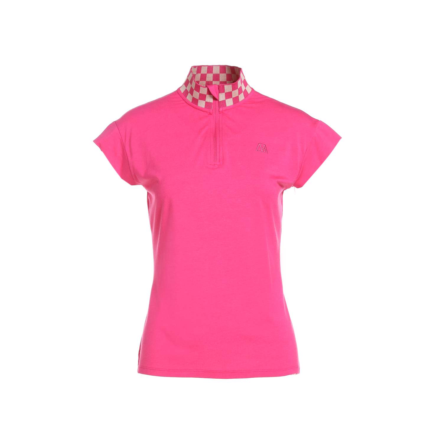 Women’s Checkered Collar Half-Zipped Top