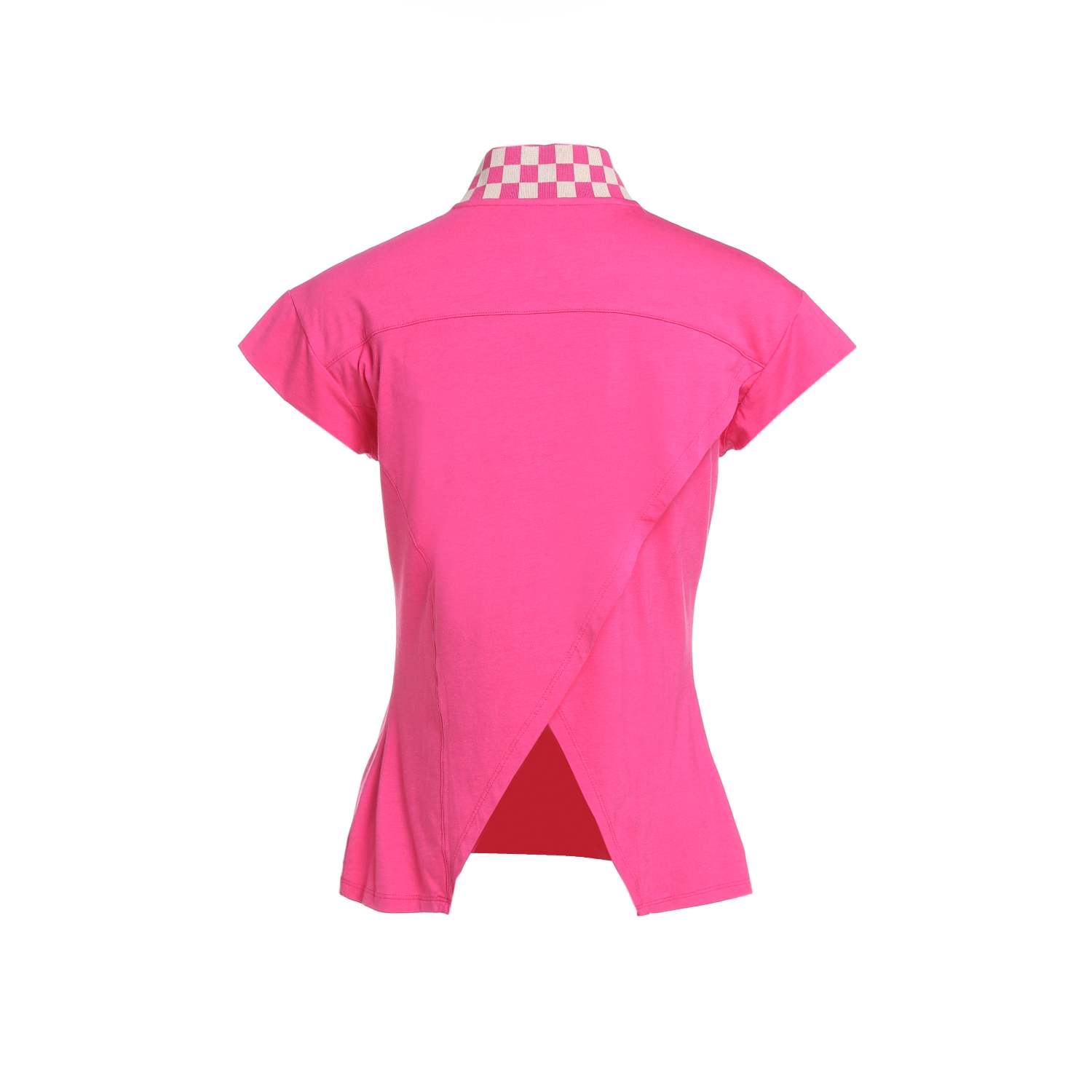 Women’s Checkered Collar Half-Zipped Top