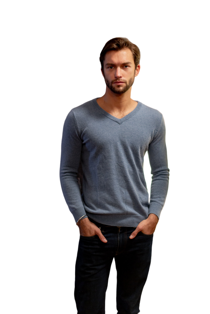Solid V-Neck Merino Cashmere Sweater