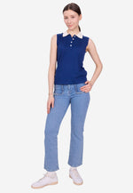 Charger l'image dans la galerie, Cotton Cashmere Sleeveless Polo Shirt
