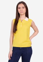 Charger l'image dans la galerie, Cotton Cashmere Sleeveless Polo Shirt
