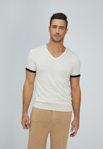 Load image into Gallery viewer, Striped Short-Sleeve Cashmere T-shirt
