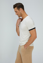 Load image into Gallery viewer, Striped Short-Sleeve Cashmere T-shirt
