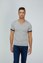 Load image into Gallery viewer, Striped Short-Sleeve Cashmere T-shirt
