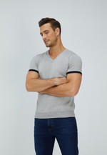 Load image into Gallery viewer, Striped Short-Sleeve Cashmere T-shirt
