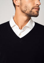 Load image into Gallery viewer, Solid V-Neck Merino-Cashmere Sweater
