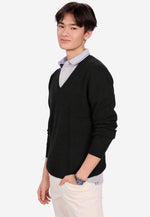 Charger l'image dans la galerie, Solid V-Neck Merino-Cashmere Sweater
