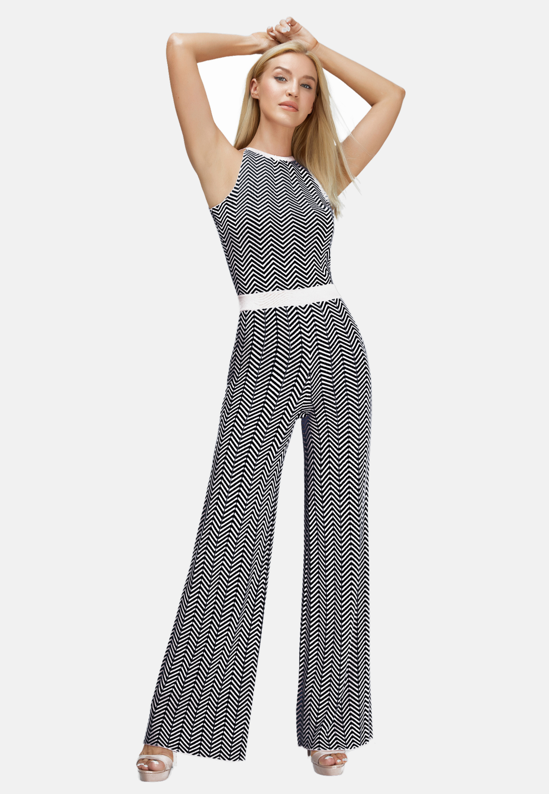 Two-Tone Wool Blend Jumpsuit