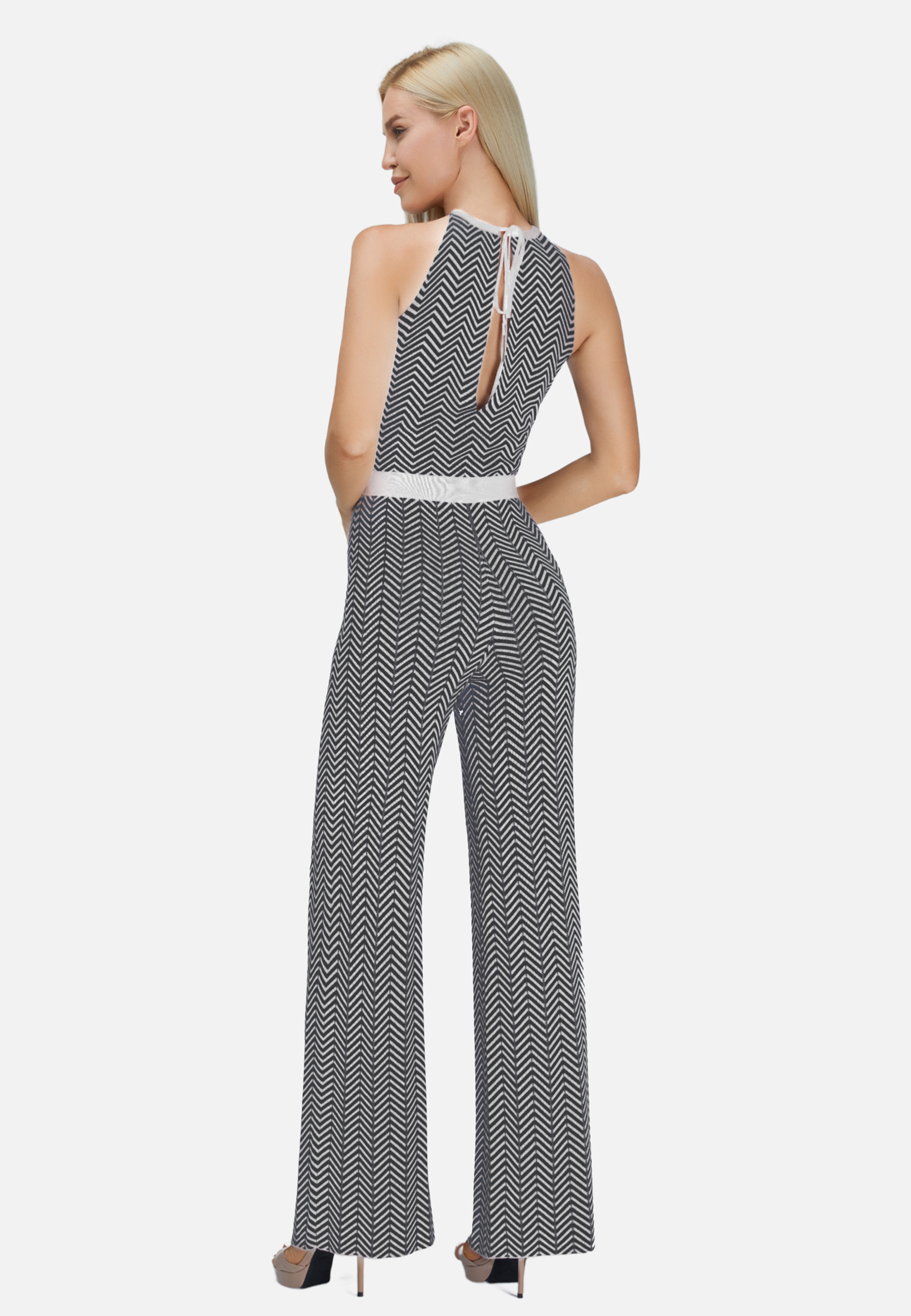 Two-Tone Wool Blend Jumpsuit