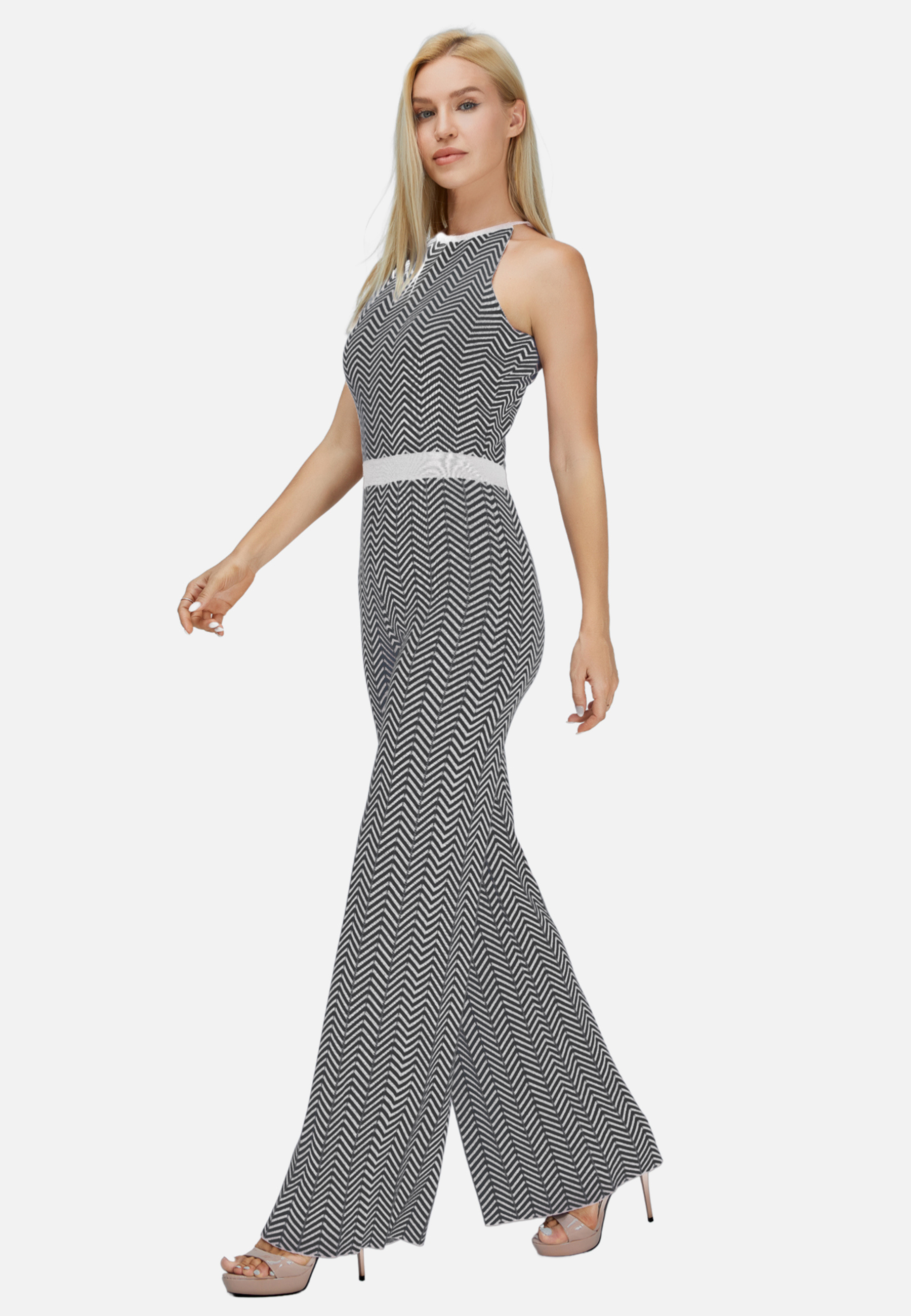 Two-Tone Wool Blend Jumpsuit