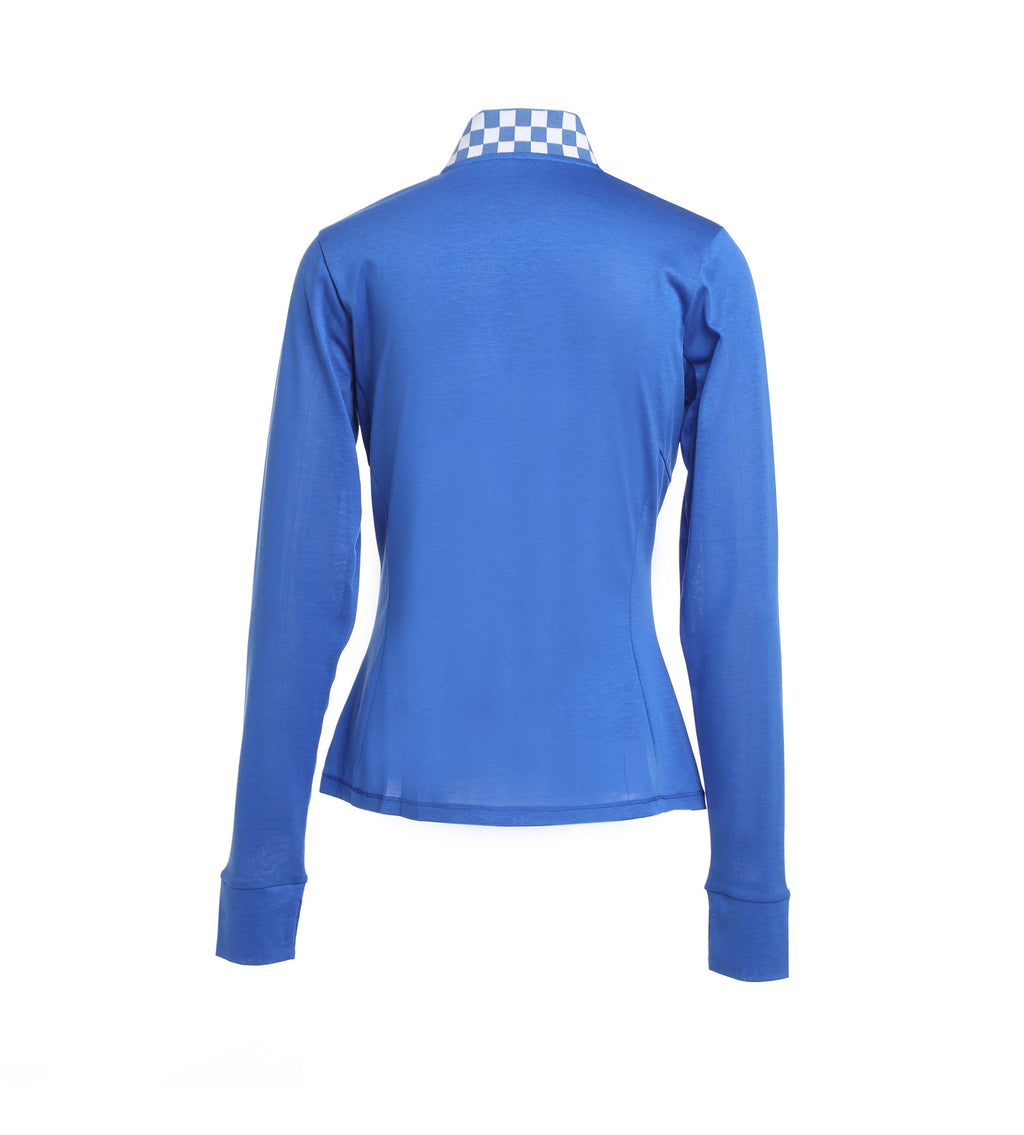 Checker Full-Zipper Long Sleeves Top