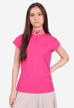 Load image into Gallery viewer, Premium Cotton Blend Checkered Collar Half-Zipped Top
