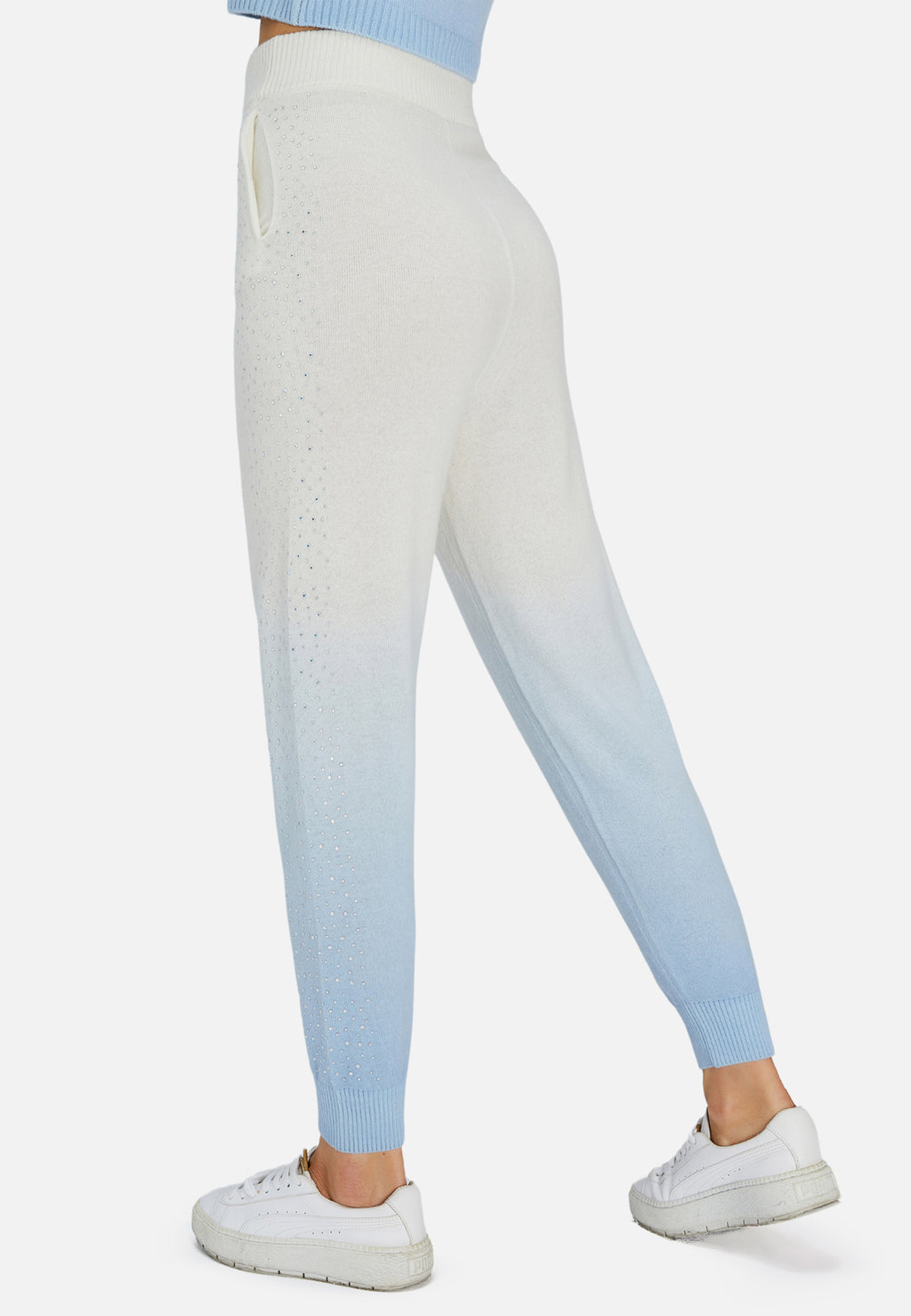 Pantalon long en cachemire dégradé (avec touche de cristal)