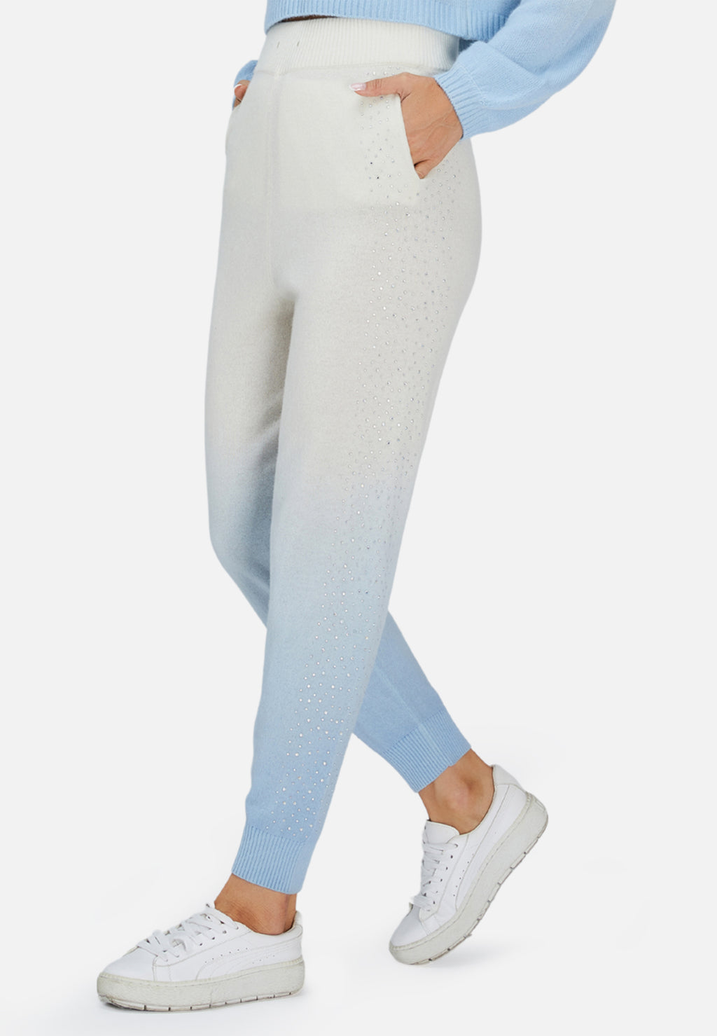 Pantalon long en cachemire dégradé (avec touche de cristal)