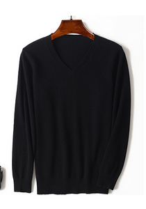 Solid V-Neck Merino-Cashmere Sweater1633809221124338