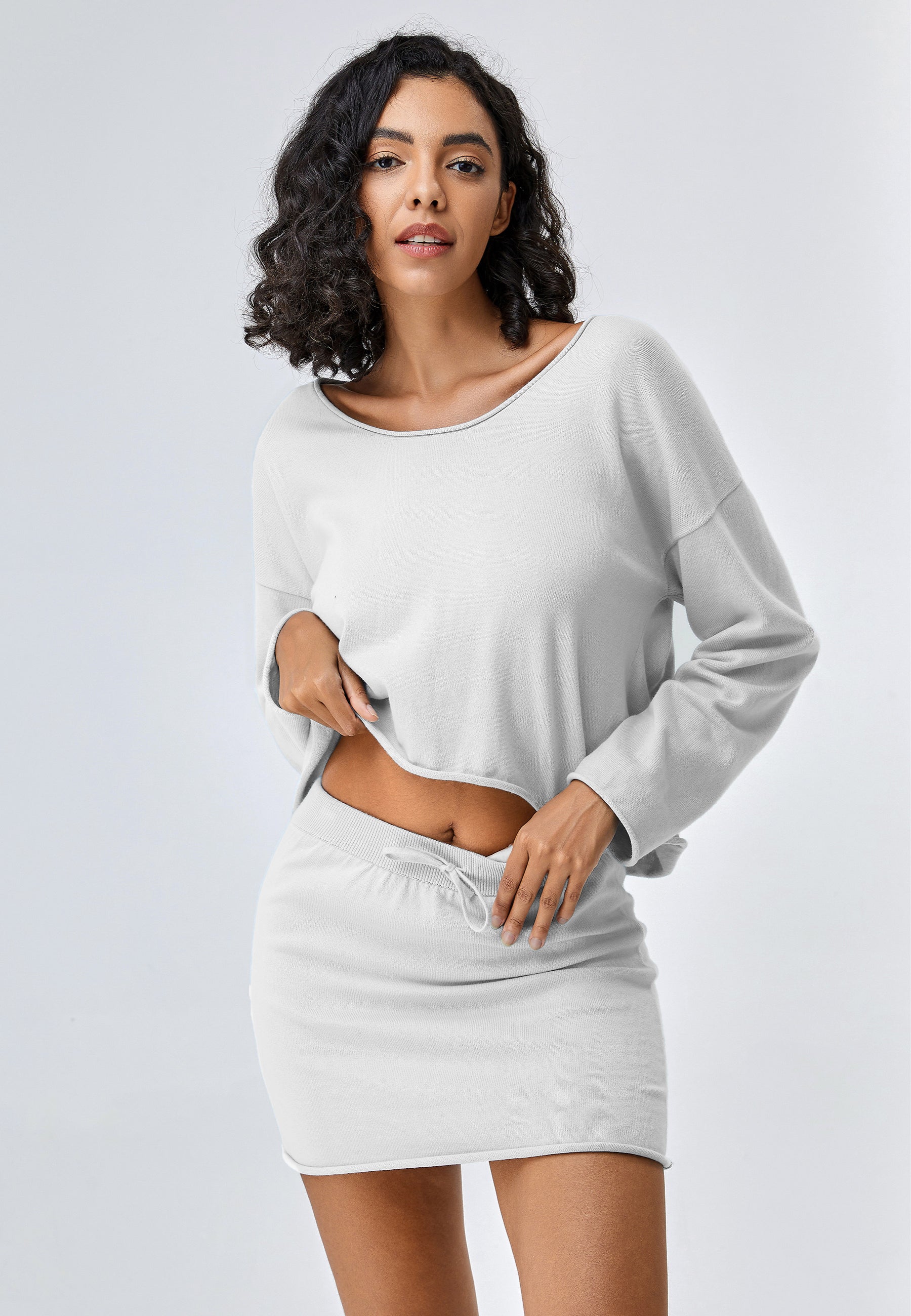 Women’s Off-The-Shoulder Top & Mini Skirt Two-Piece Leisure Set