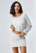 Load image into Gallery viewer, Women’s Off-The-Shoulder Top &amp; Mini Skirt Two-Piece Leisure Set

