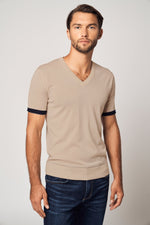 将图片加载到图库查看器，Striped Short-Sleeve Cashmere T-shirt
