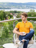 Load image into Gallery viewer, Men’s Two-Tone Contrast Tencel Polo | Orange Size S M L XL XXL | Bellemere New York 100% Sustainable Fashion | 100% Tencel | Tennis &amp; Golf Polo Shirt
