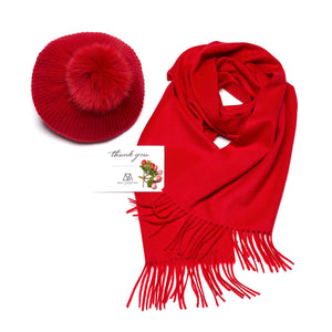 Red Fur beret set412912057614504