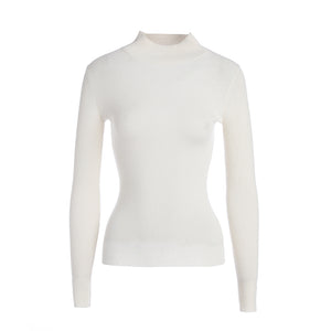 Fitted Mock-Neck Sweater (White Worsted Cashmere Staple)1513356946686120