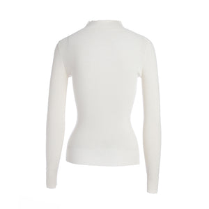 Fitted Mock-Neck Sweater (White Worsted Cashmere Staple)1613356946784424