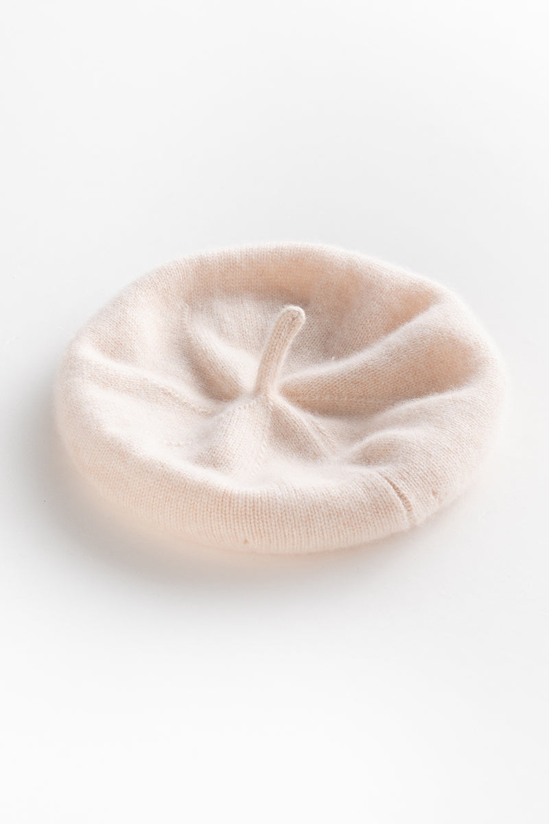 Cashmere Beret with Ribbing Detail