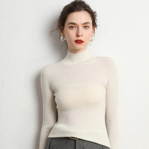 Fitted Mock-Neck Sweater (White Worsted Cashmere Staple)2413224496005288