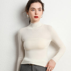 Fitted Mock-Neck Sweater (White Worsted Cashmere Staple)2513224496038056
