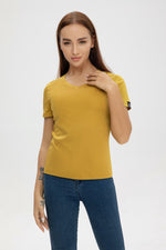 将图片加载到图库查看器，160 Classic Women V Neck Mercerized Cotton T shirt - Bellemere New York 
