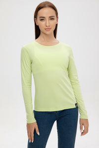 Long Sleeve Crew Neck Mercerized Cotton Women T-shirt520860916793512