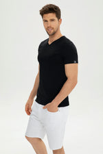 Load image into Gallery viewer, Classic Men V Neck Mercerized Cotton T shirt
