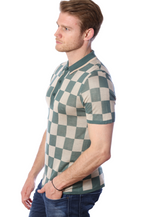 Load image into Gallery viewer, Check Tencel Polo | Green White Chequered Size S M L XL XXL | Bellemere New York 100% Sustainable Fashion | 100% Tencel | Tennis &amp; Golf Polo Shirt
