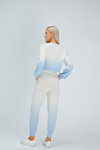 Polar Bear Gradient Cashmere Cropped Sweater-Pant SET (With Crystal Touch)331163991326962