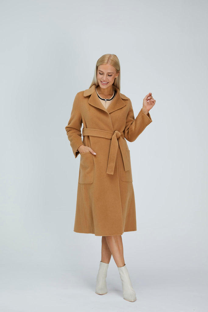 Relaxed Cashmere Blend Coat with Belt